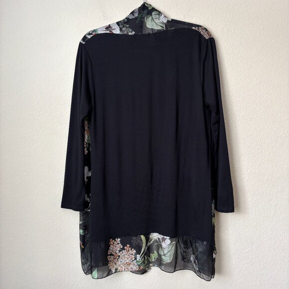 M Made in Italy Silk Floral Sheer Longline Open Front Lightweight Cardigan - Picture 11 of 13